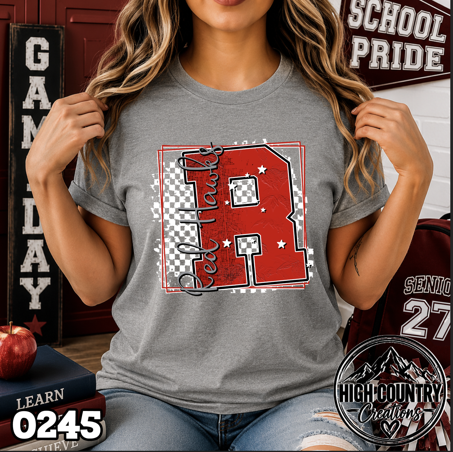 0245 Checkered Initial Mascot Fun