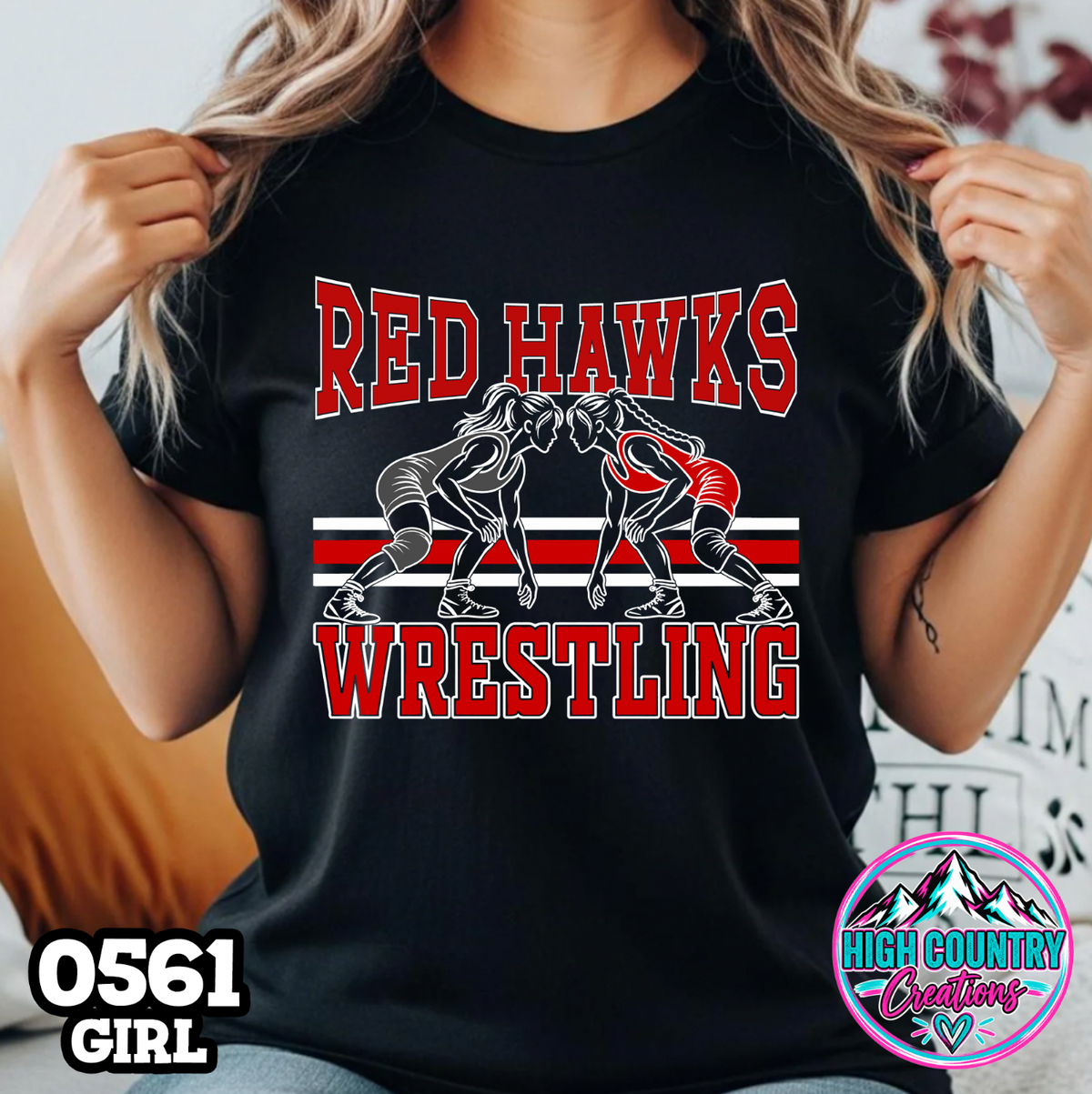 0561 Girls Wrestling School Spirit Tee