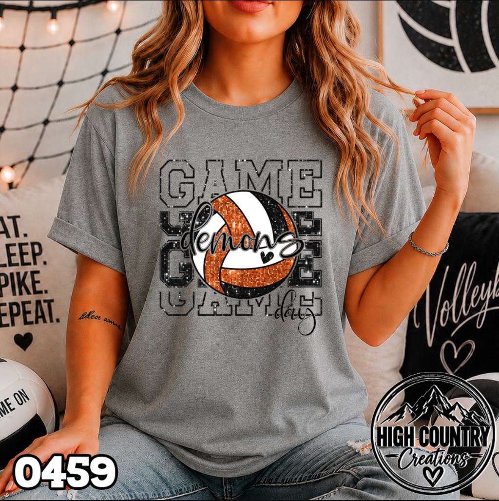 0459 Faux Glitter VOLLEYBALL GAME DAY