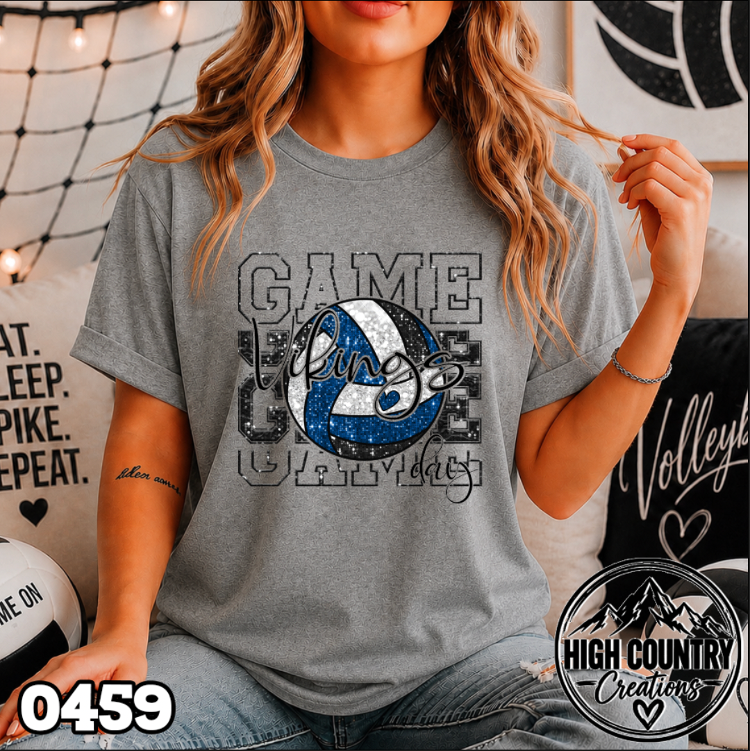 0459 Faux Glitter VOLLEYBALL GAME DAY