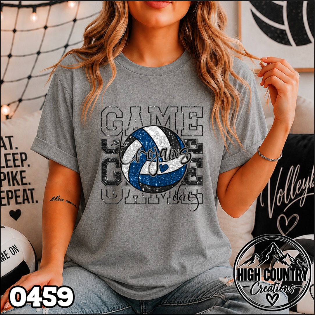 0459 Faux Glitter VOLLEYBALL GAME DAY