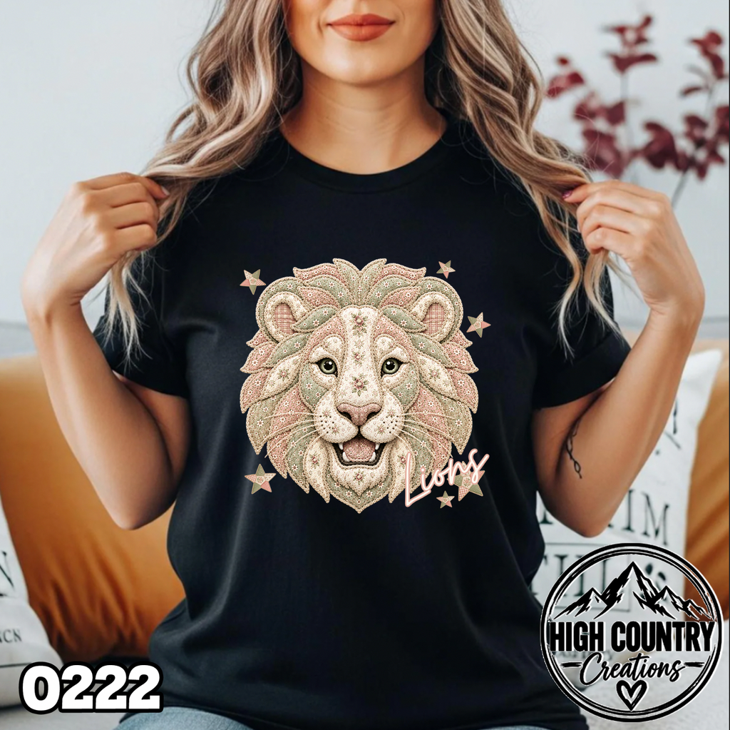 0222 PATCHWORK MASCOT – Faux Embroidery Spirit Tee