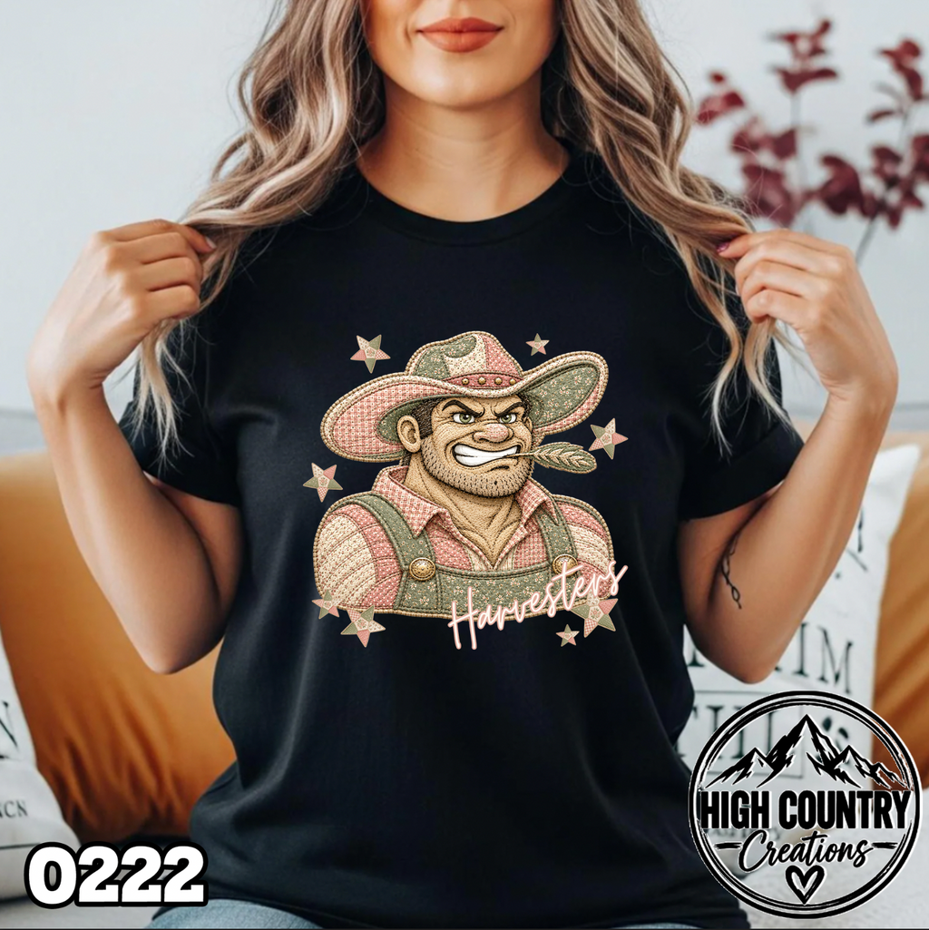 0222 PATCHWORK MASCOT – Faux Embroidery Spirit Tee