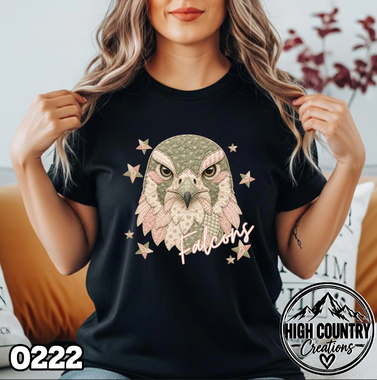 0222 PATCHWORK MASCOT – Faux Embroidery Spirit Tee