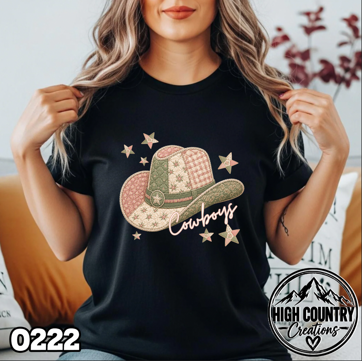 0222 PATCHWORK MASCOT – Faux Embroidery Spirit Tee