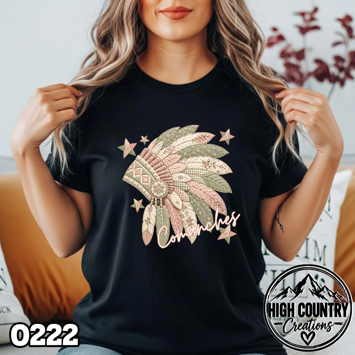 0222 PATCHWORK MASCOT – Faux Embroidery Spirit Tee