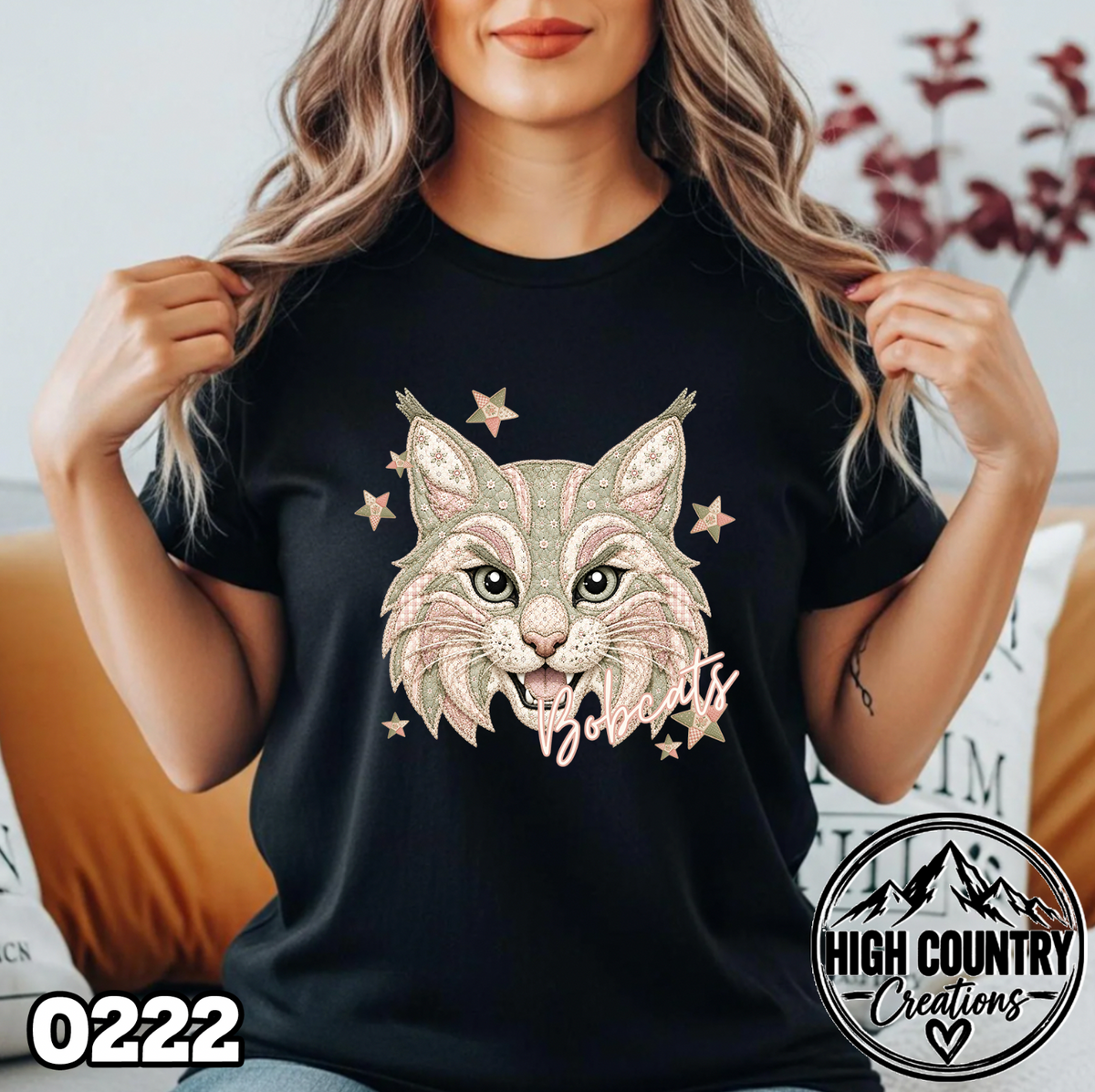 0222 PATCHWORK MASCOT – Faux Embroidery Spirit Tee