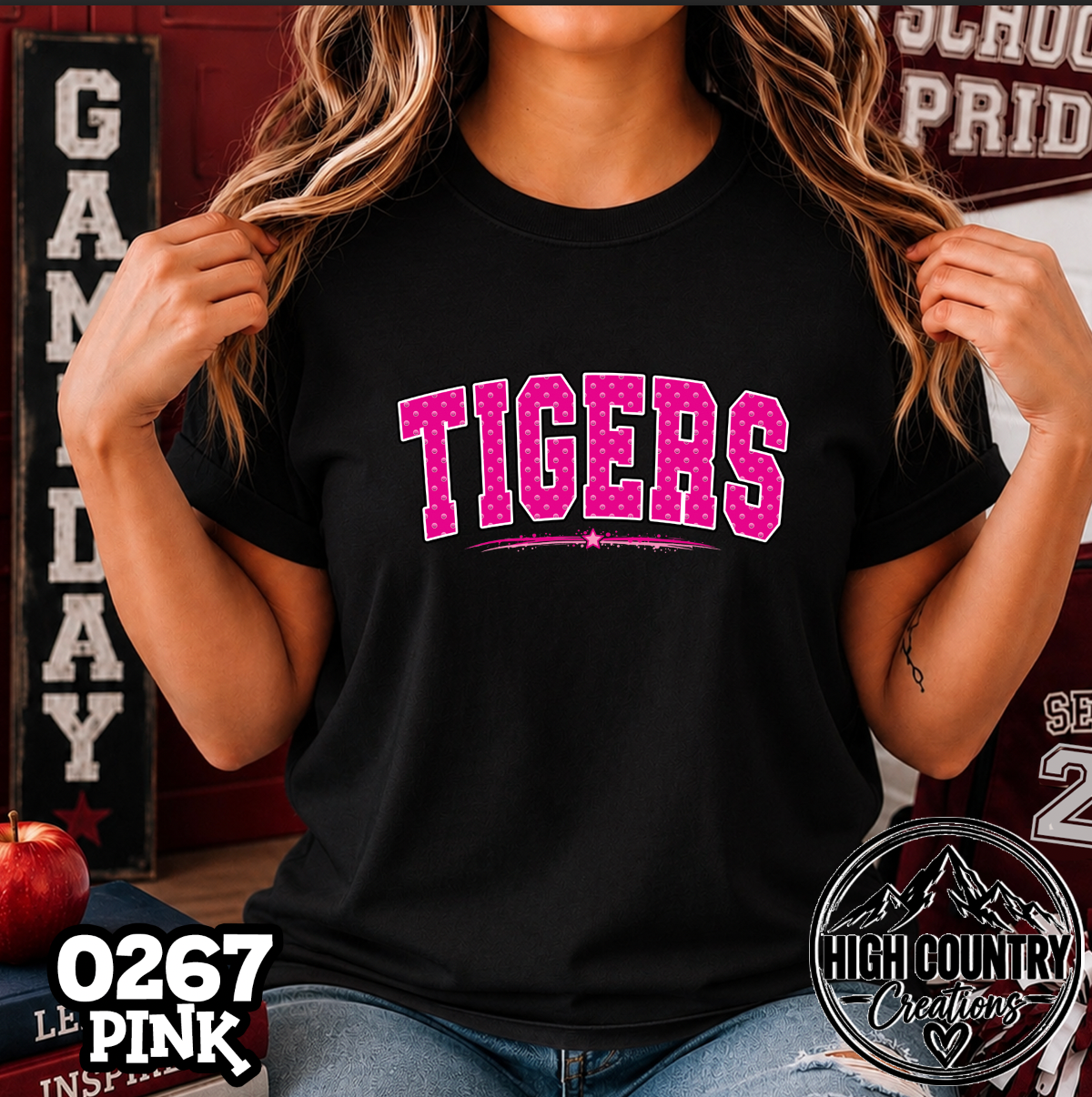 0267 Pink Out Mascot Polka Dots