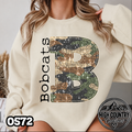 0572 Faux Glitter Camo Initial Mascot Sweater