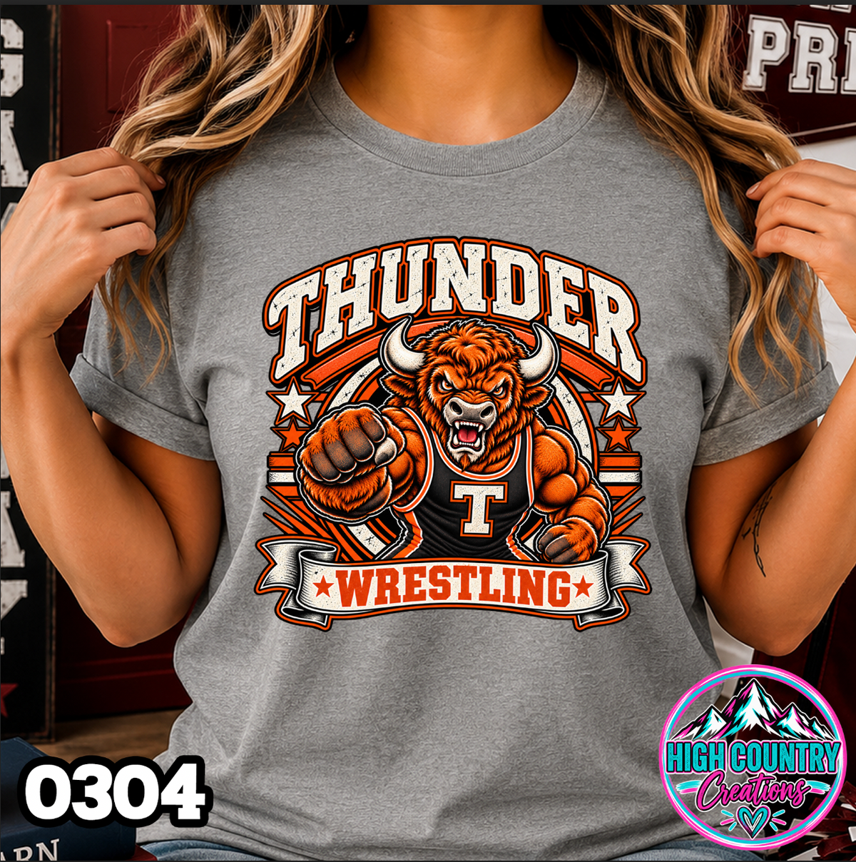 0304 WRESTLING MASCOT BANNER