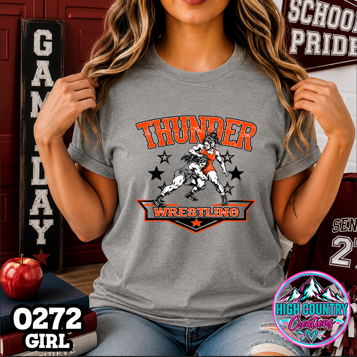 0272 GIRLS Vintage Collegiate Wrestling Tee