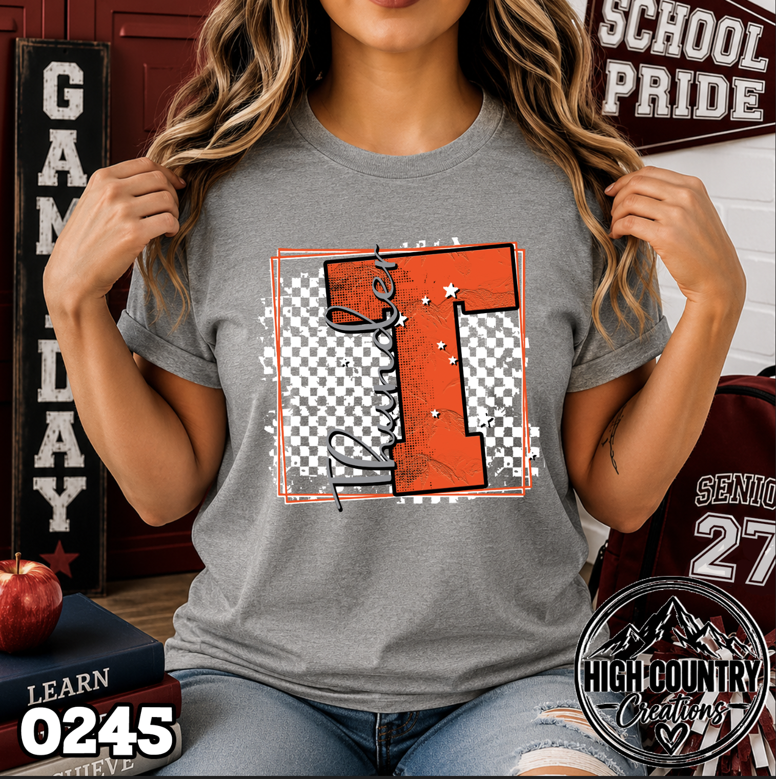 0245 Checkered Initial Mascot Fun