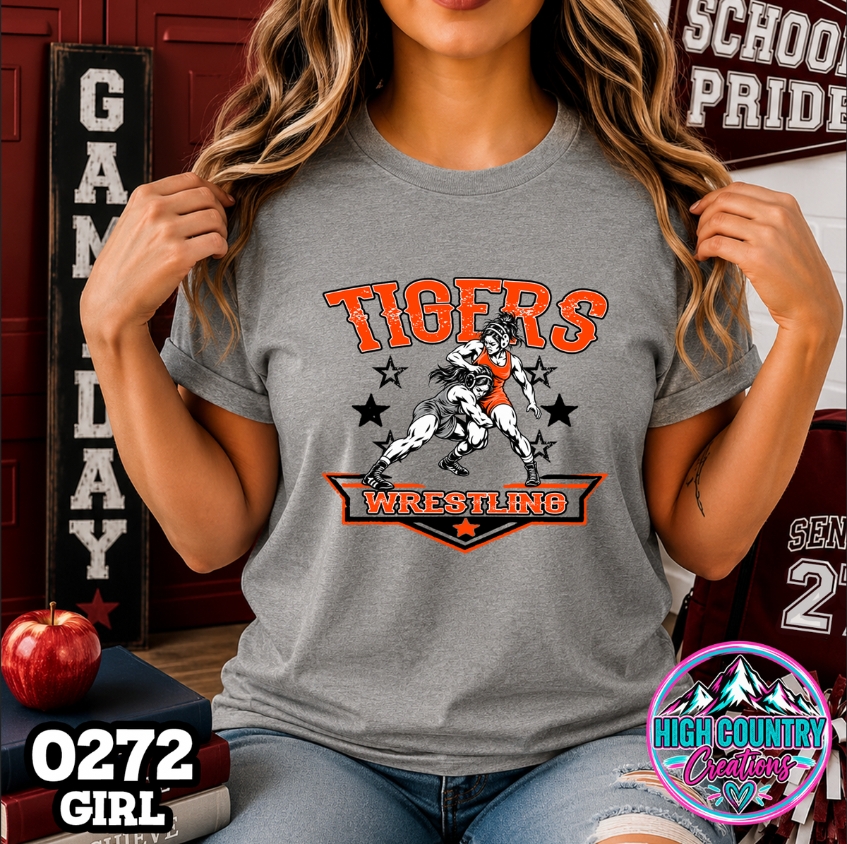 0272 GIRLS Vintage Collegiate Wrestling Tee