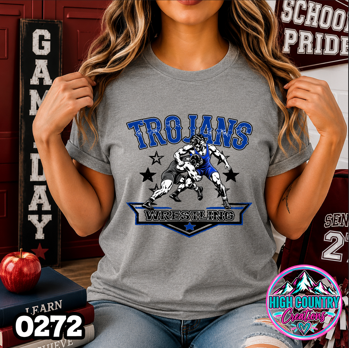 0272 Boys Vintage Collegiate Wrestling Tee