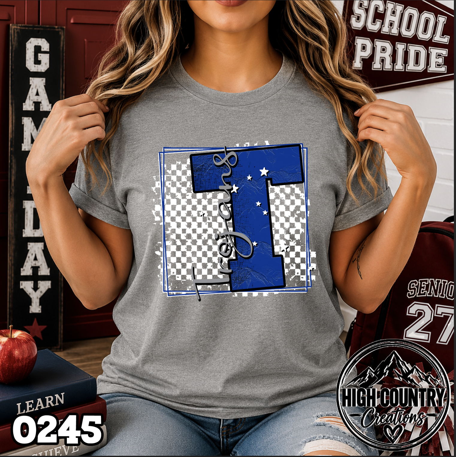 0245 Checkered Initial Mascot Fun