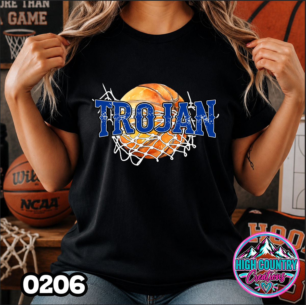 0206 Cut Net Basketball Spirit Tee