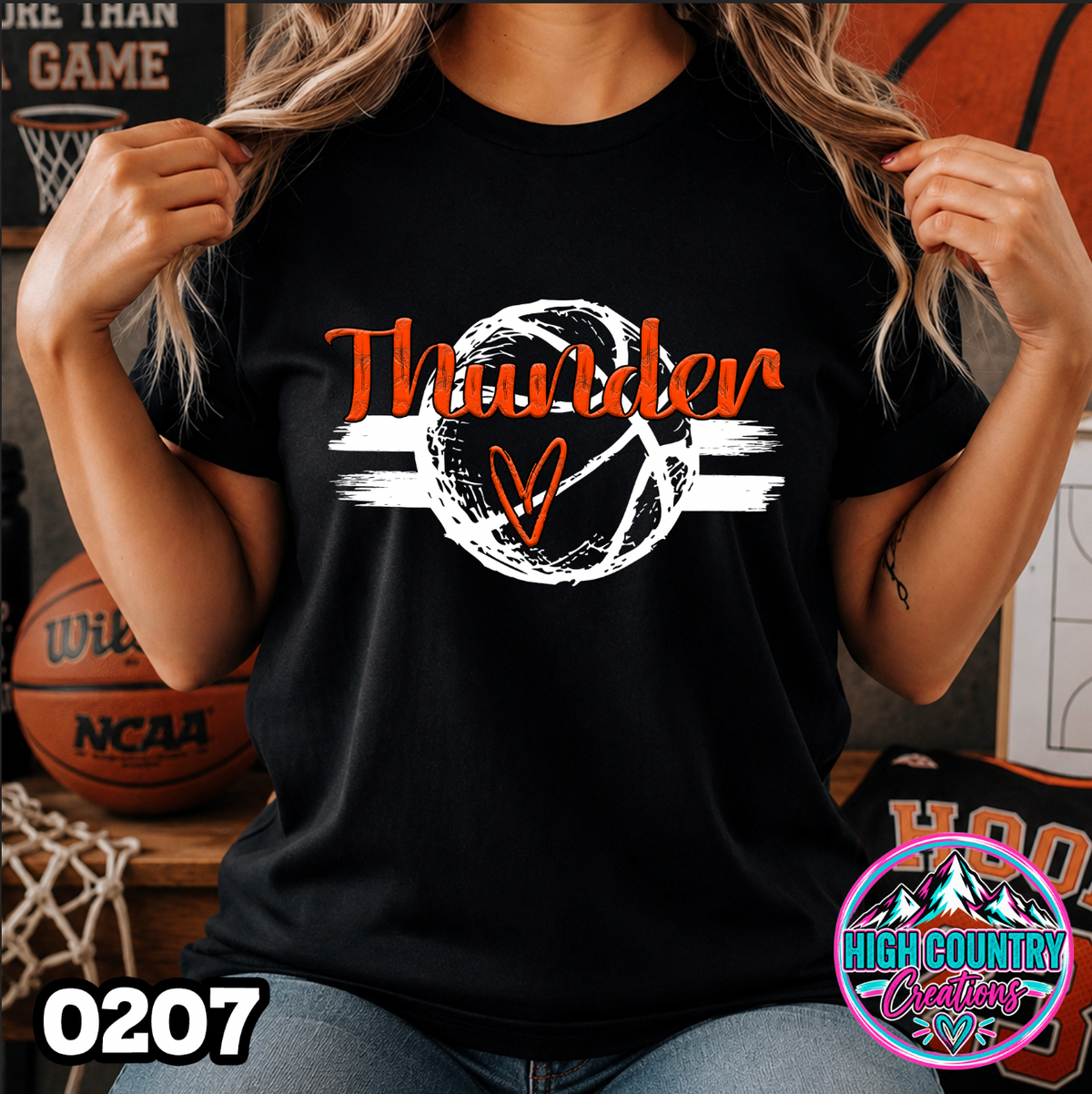 0207 Sketched Basketball School Spirit Tee