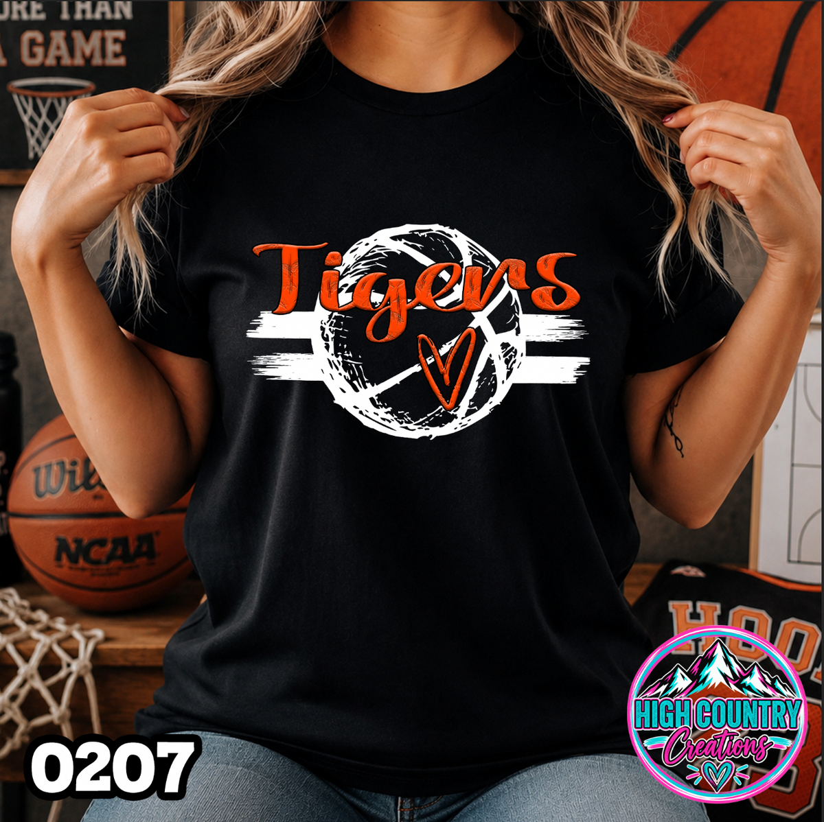 0207 Sketched Basketball School Spirit Tee