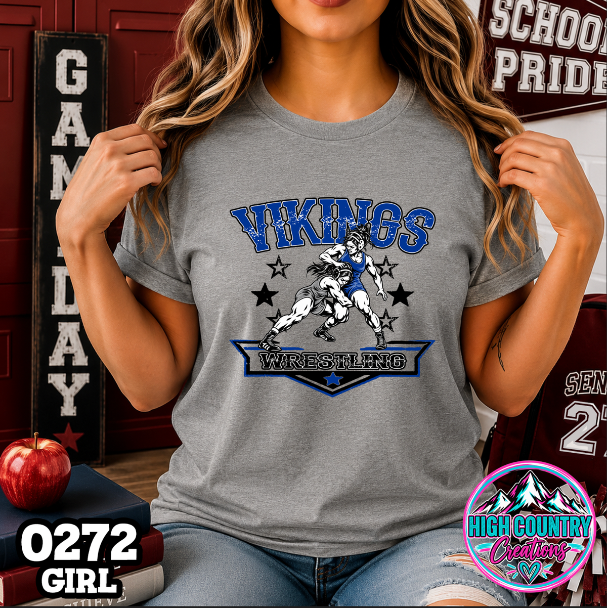 0272 GIRLS Vintage Collegiate Wrestling Tee