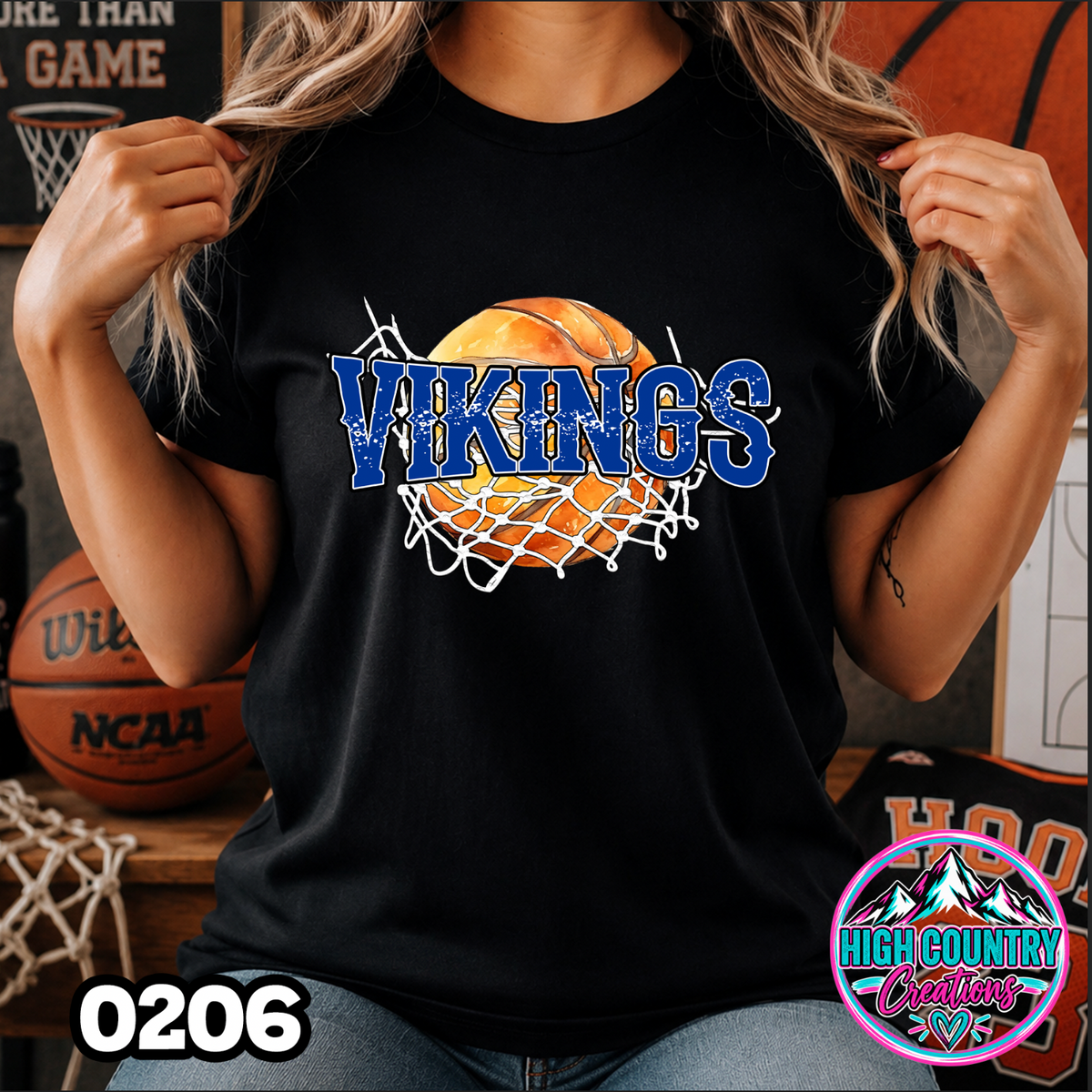 0206 Cut Net Basketball Spirit Tee