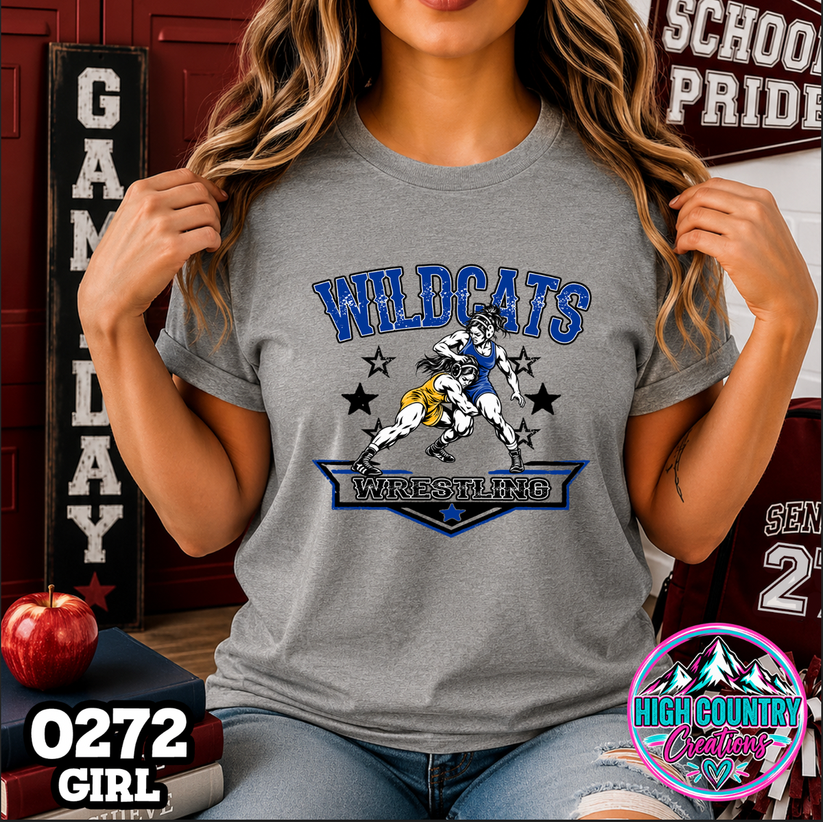 0272 GIRLS Vintage Collegiate Wrestling Tee