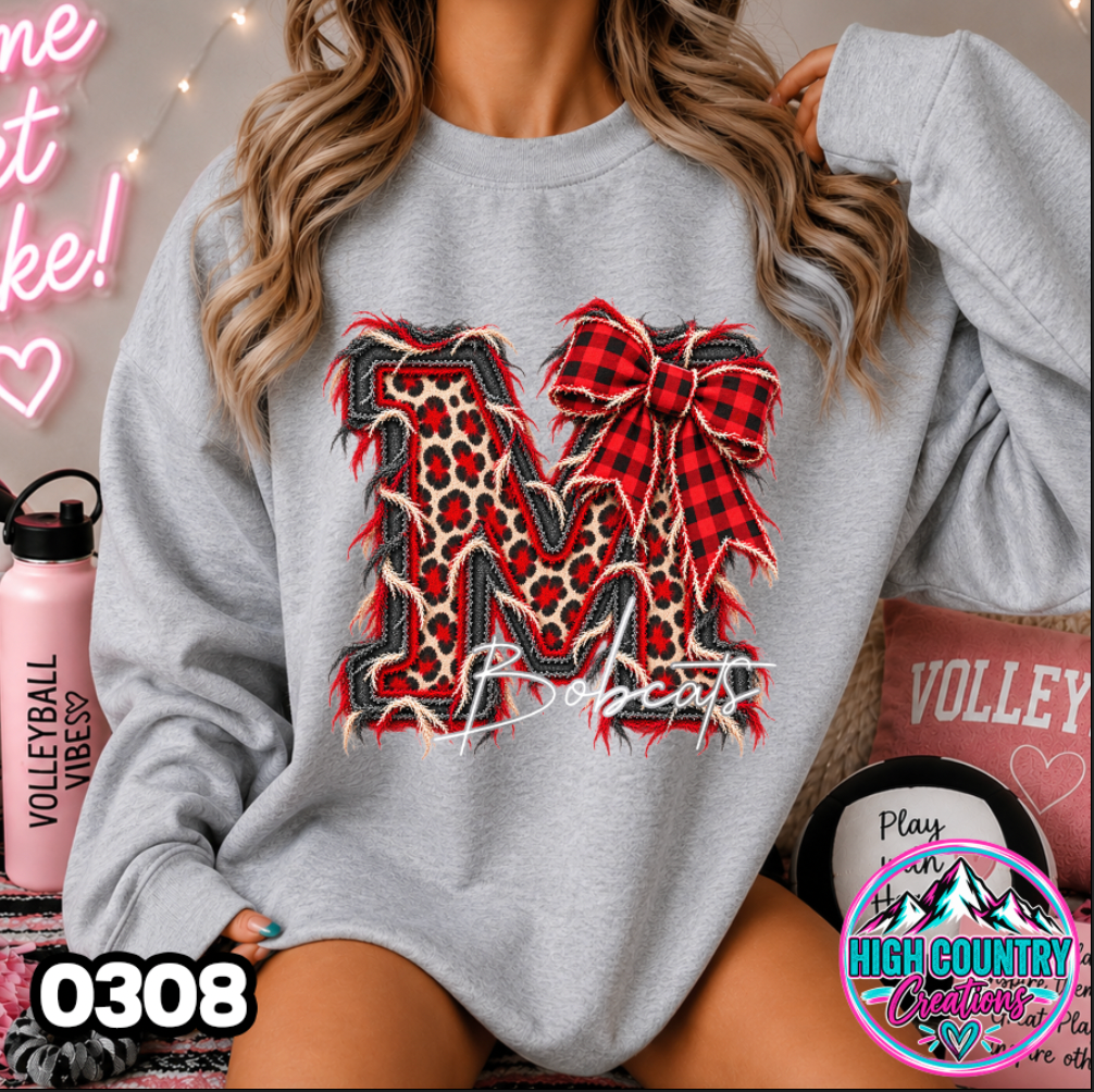 0308 FAUX RIPPED DENIM MASCOT SWEATER