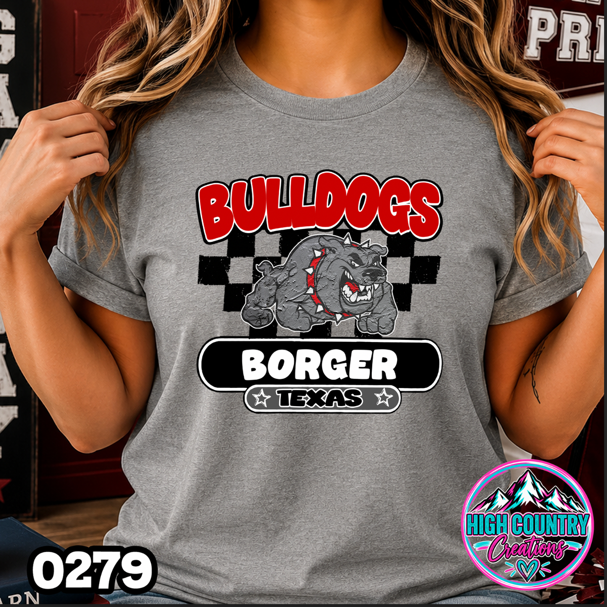 0279 Vintage Checkers Varsity Crew TEE