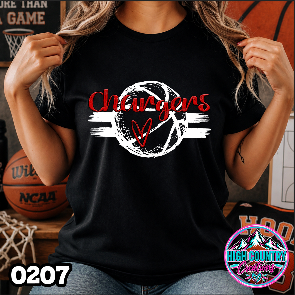0207 Sketched Basketball School Spirit Tee