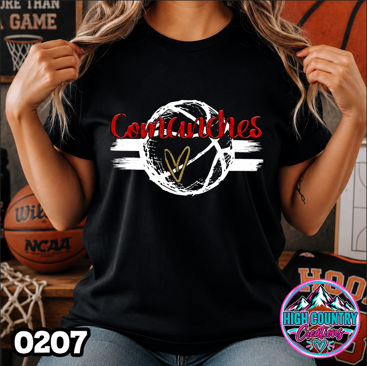0207 Sketched Basketball School Spirit Tee