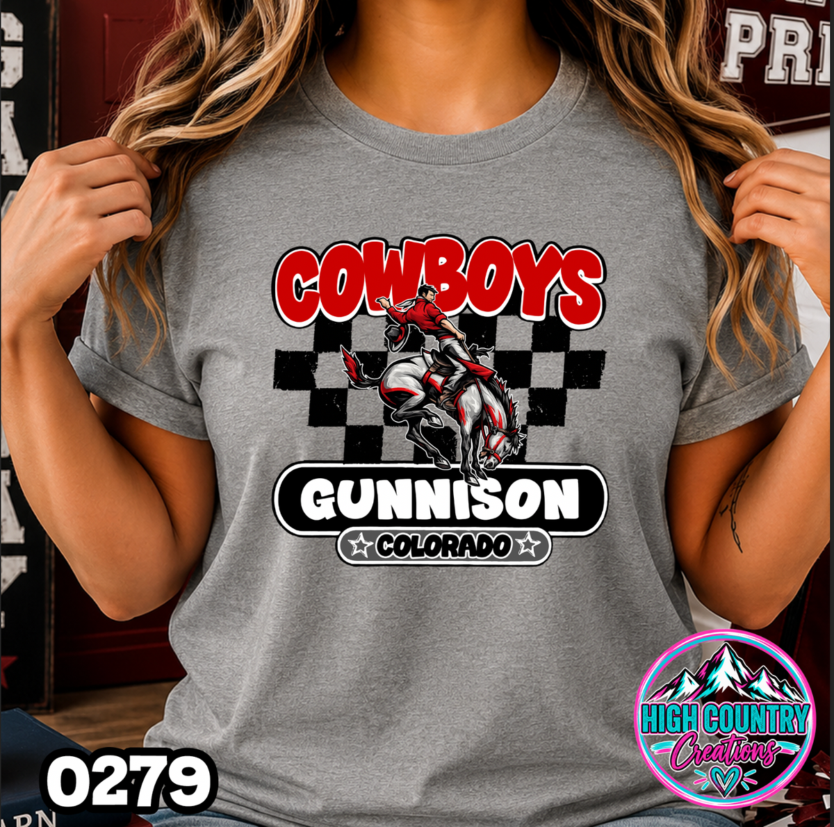 0279 Vintage Checkers Varsity Crew TEE
