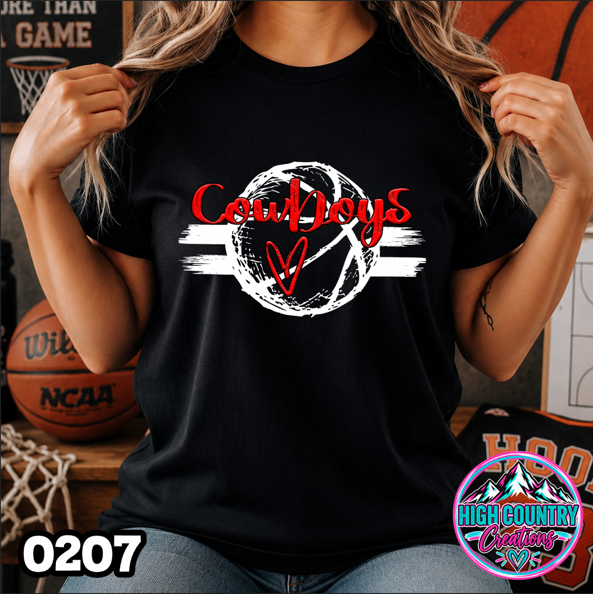 0207 Sketched Basketball School Spirit Tee