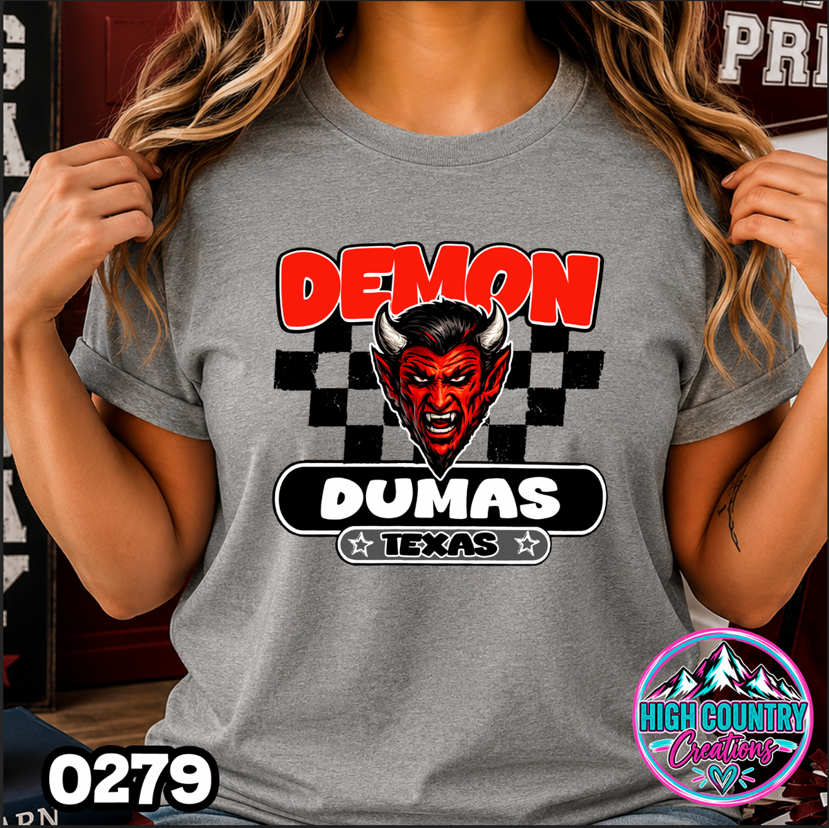 0279 Vintage Checkers Varsity Crew TEE