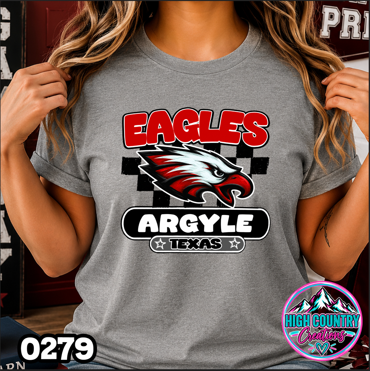 0279 Vintage Checkers Varsity Crew TEE