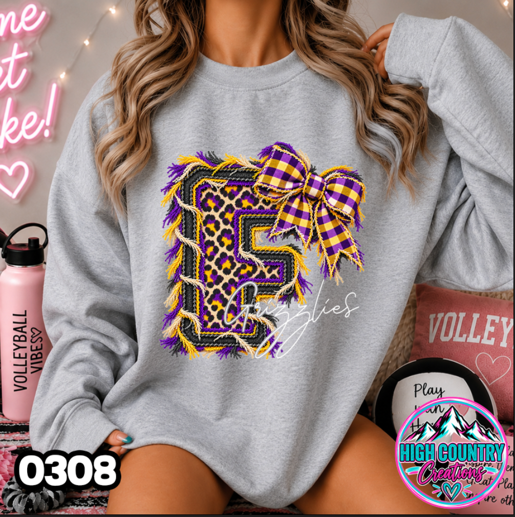 0308 FAUX RIPPED DENIM MASCOT SWEATER
