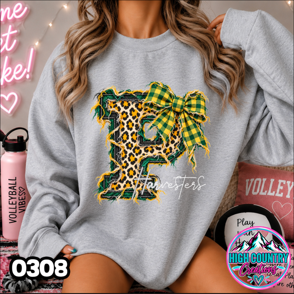 0308 FAUX RIPPED DENIM MASCOT SWEATER