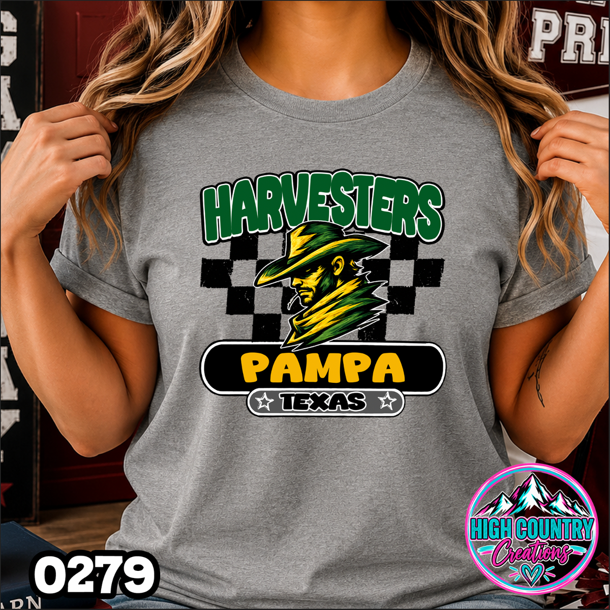 0279 Vintage Checkers Varsity Crew TEE