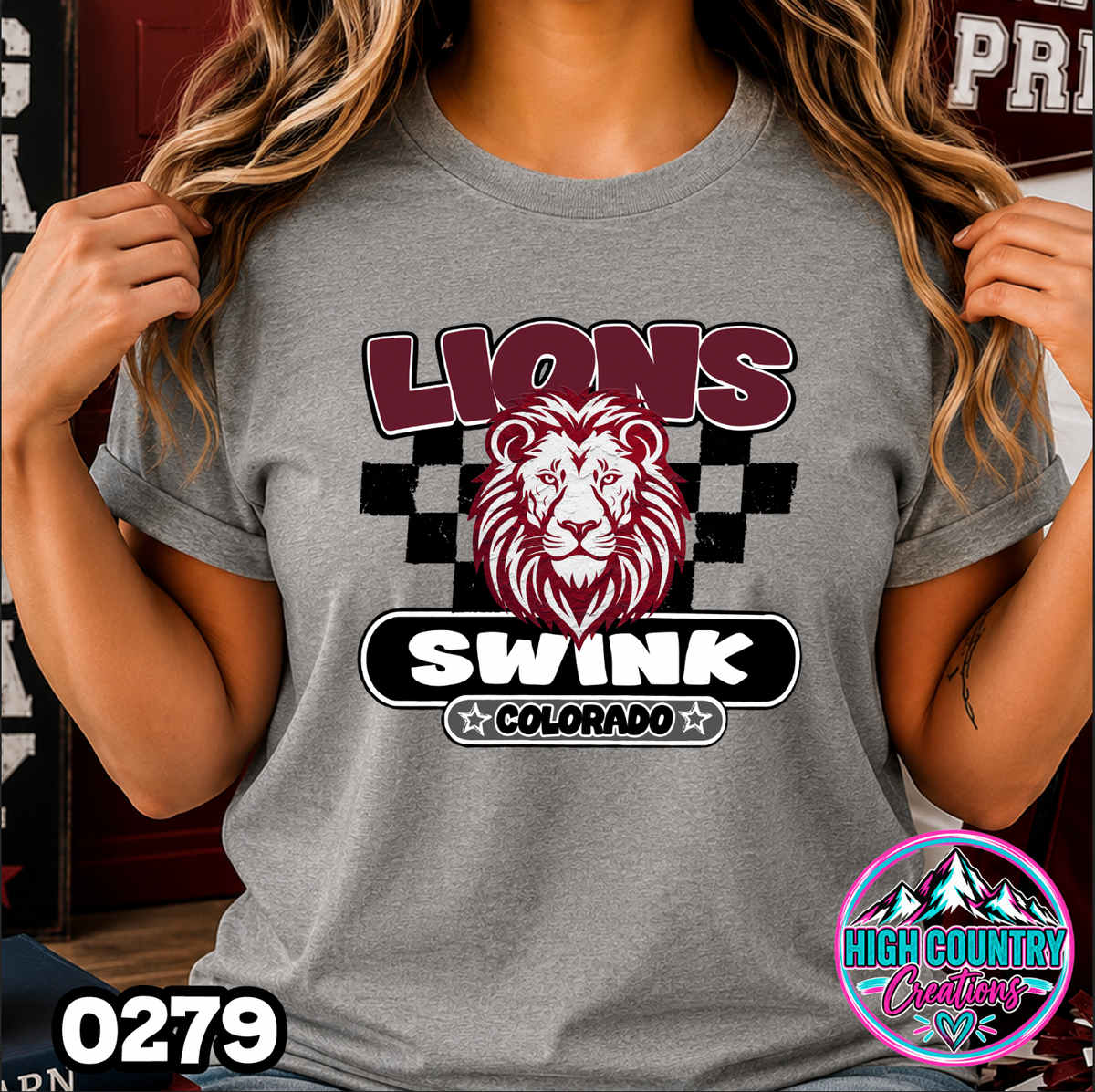 0279 Vintage Checkers Varsity Crew TEE
