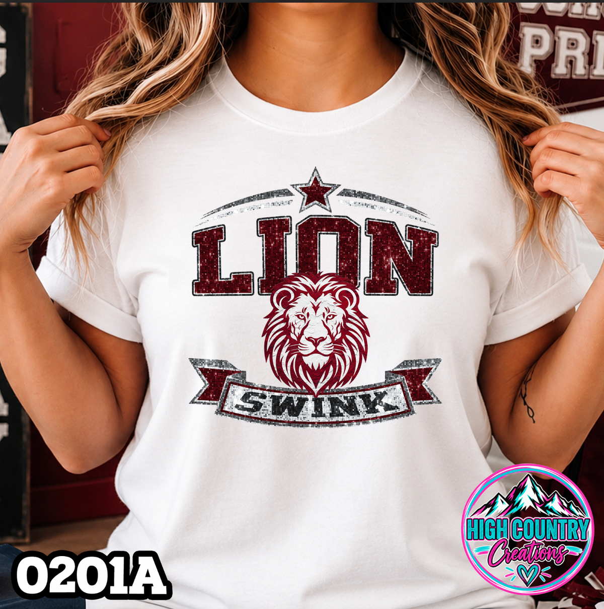 0201A Star Spangled Mascot Faux Glitter Tee