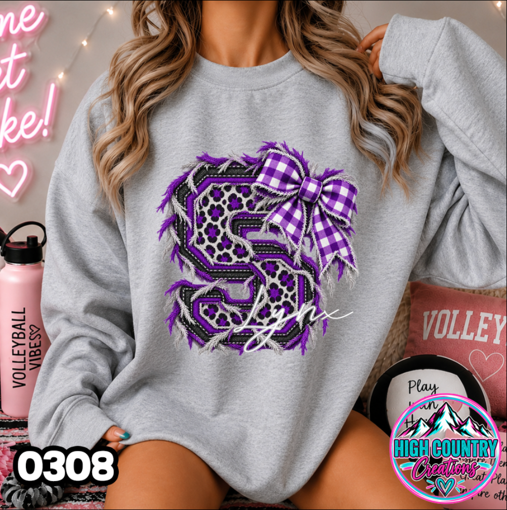 0308 FAUX RIPPED DENIM MASCOT SWEATER