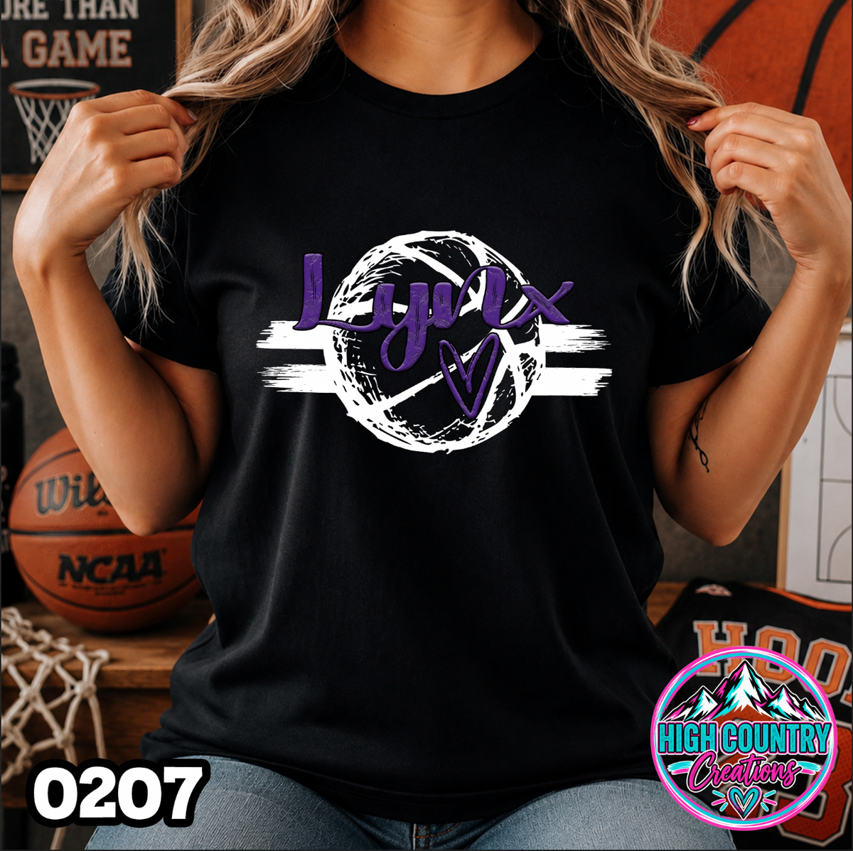 0207 Sketched Basketball School Spirit Tee