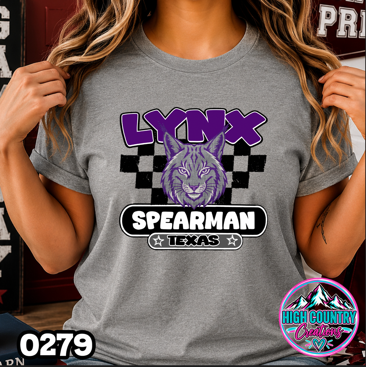 0279 Vintage Checkers Varsity Crew TEE
