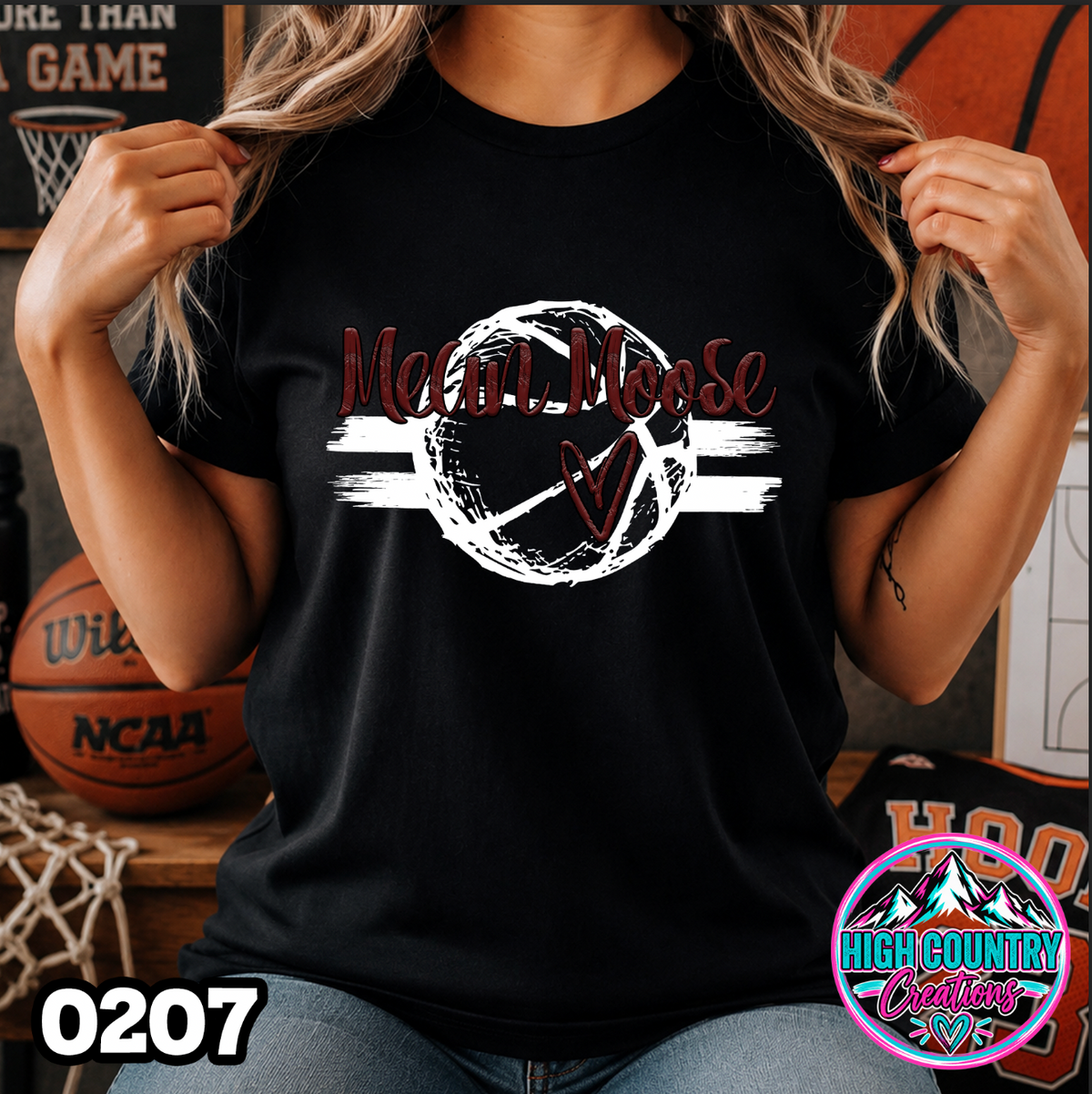 0207 Sketched Basketball School Spirit Tee
