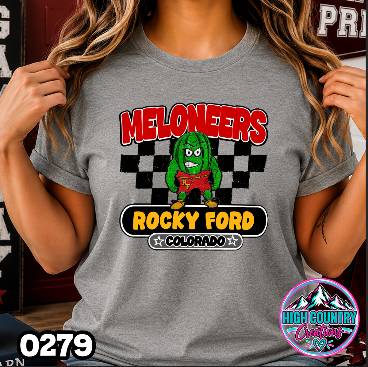 0279 Vintage Checkers Varsity Crew TEE