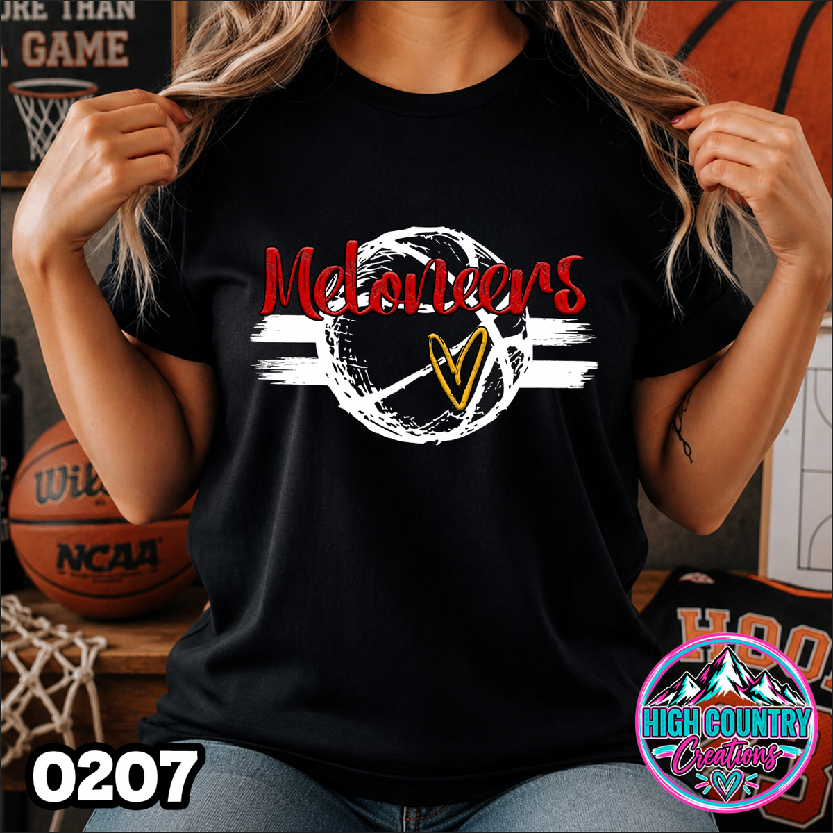 0207 Sketched Basketball School Spirit Tee
