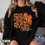 0308 FAUX RIPPED DENIM MASCOT SWEATER