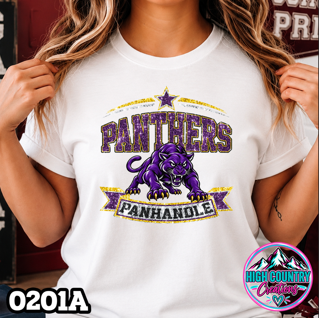 0201A Star Spangled Mascot Faux Glitter Tee