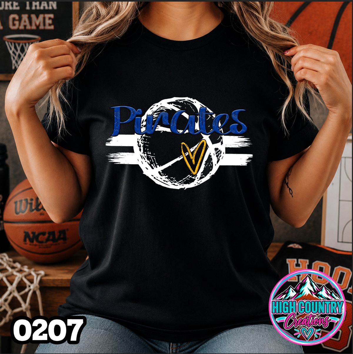 0207 Sketched Basketball School Spirit Tee