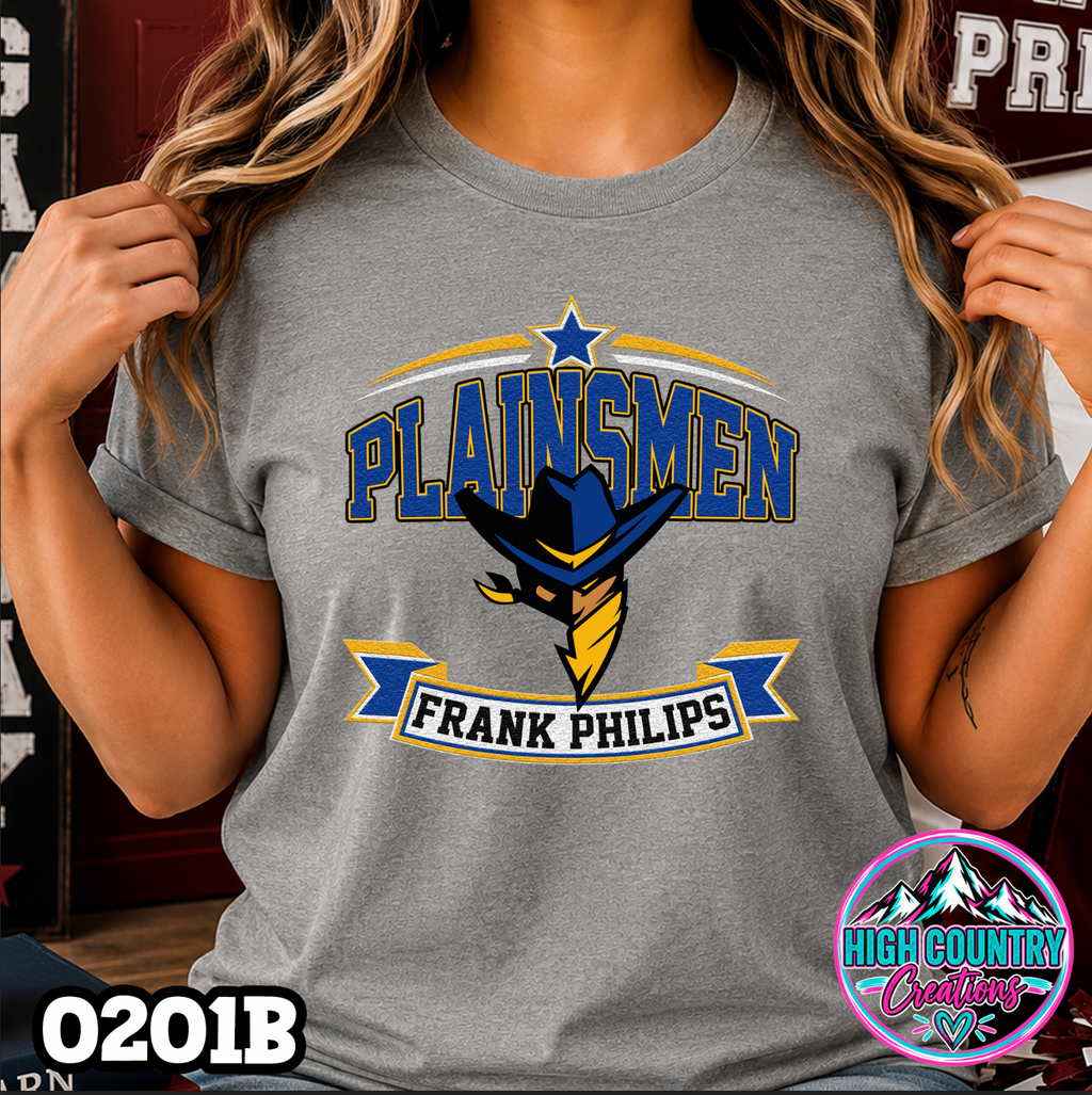 0201B Faux Textured Star Spangled Mascot Tee