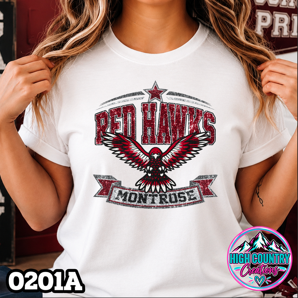 0201A Star Spangled Mascot Faux Glitter Tee