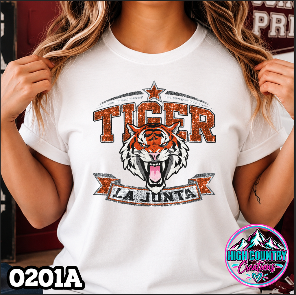 0201A Star Spangled Mascot Faux Glitter Tee